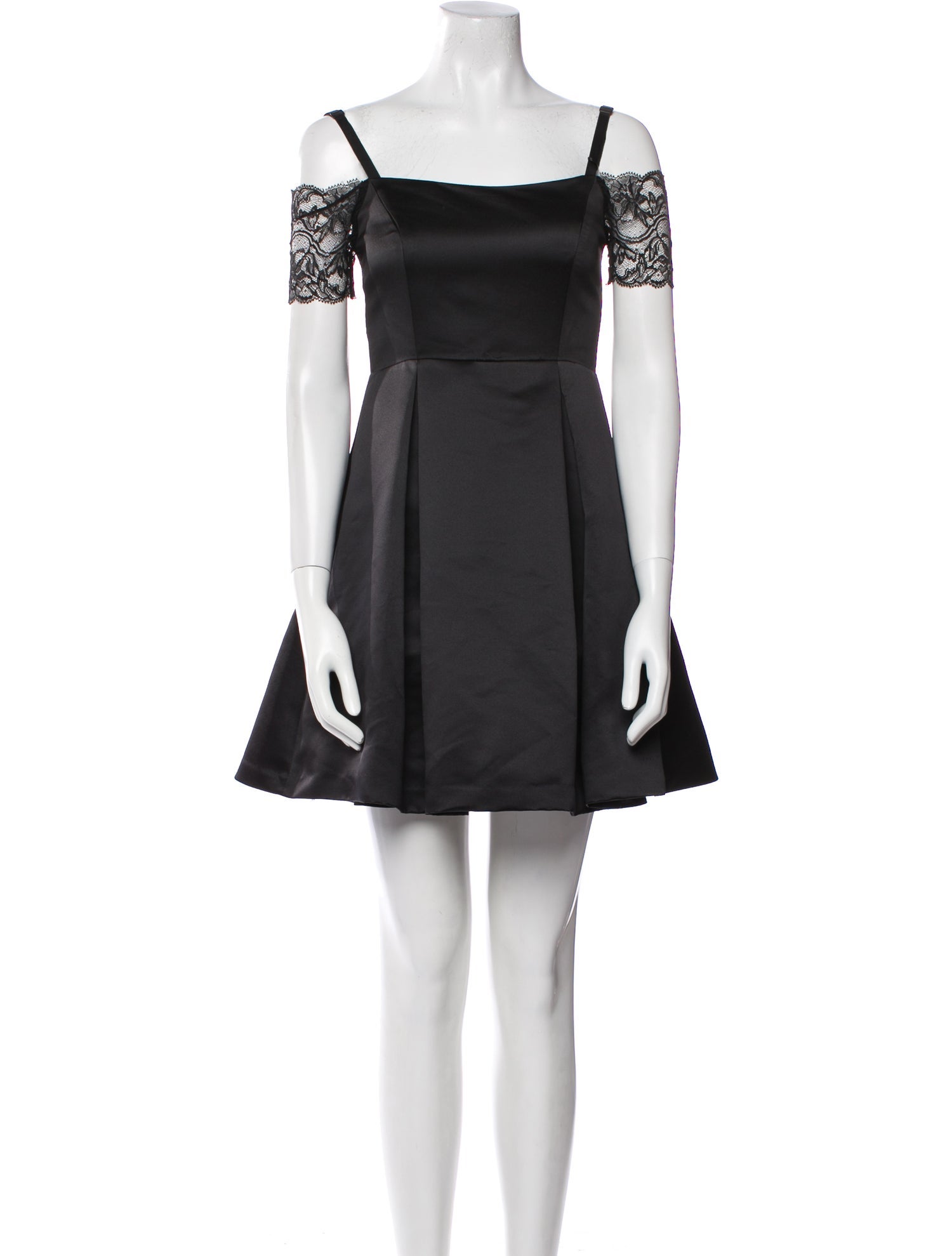 knee length dresses for ladies Sandro Black Fitted Mini Dress with Lace Sleeves