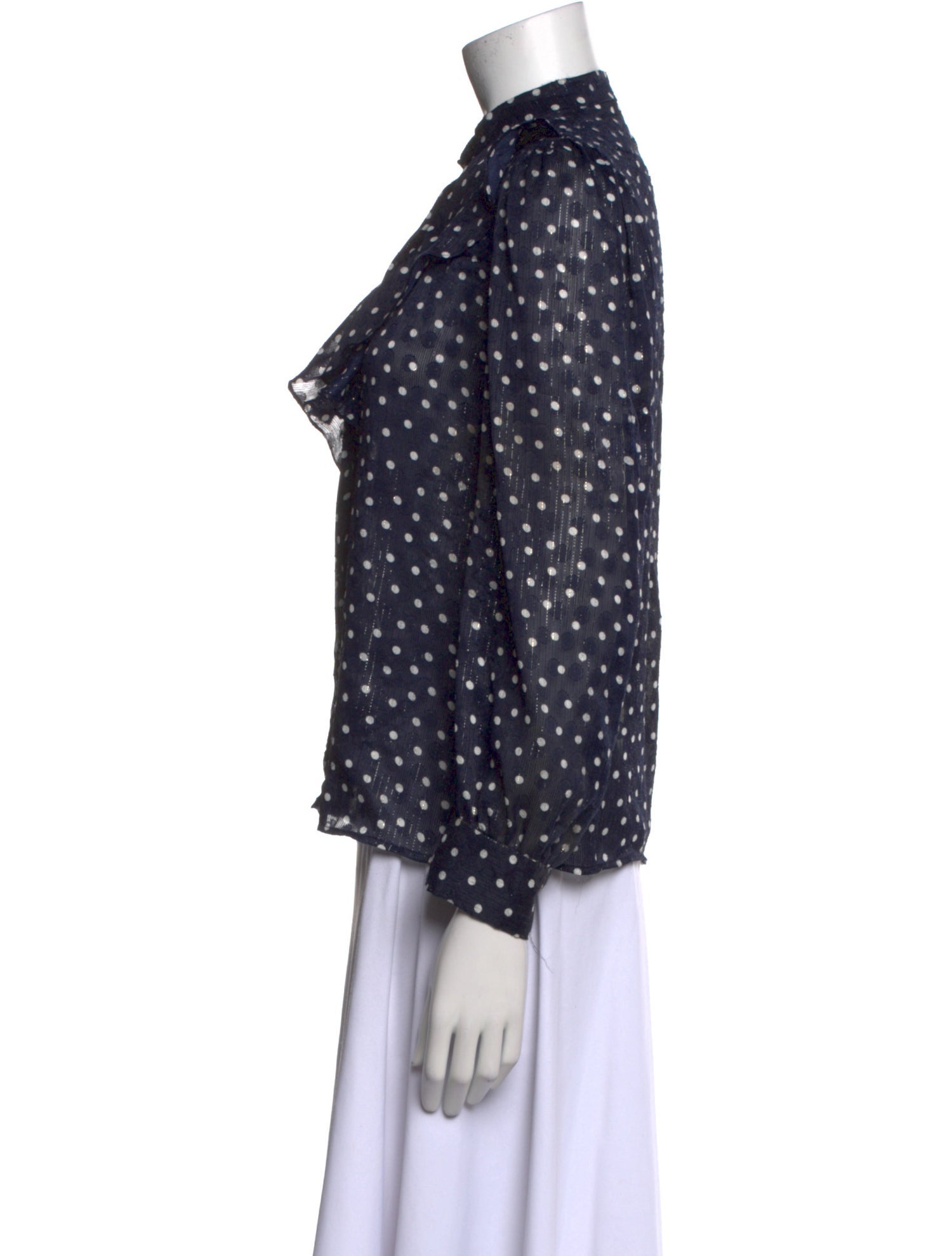 Sandro Polka Dot Print Mock Neck Blouse