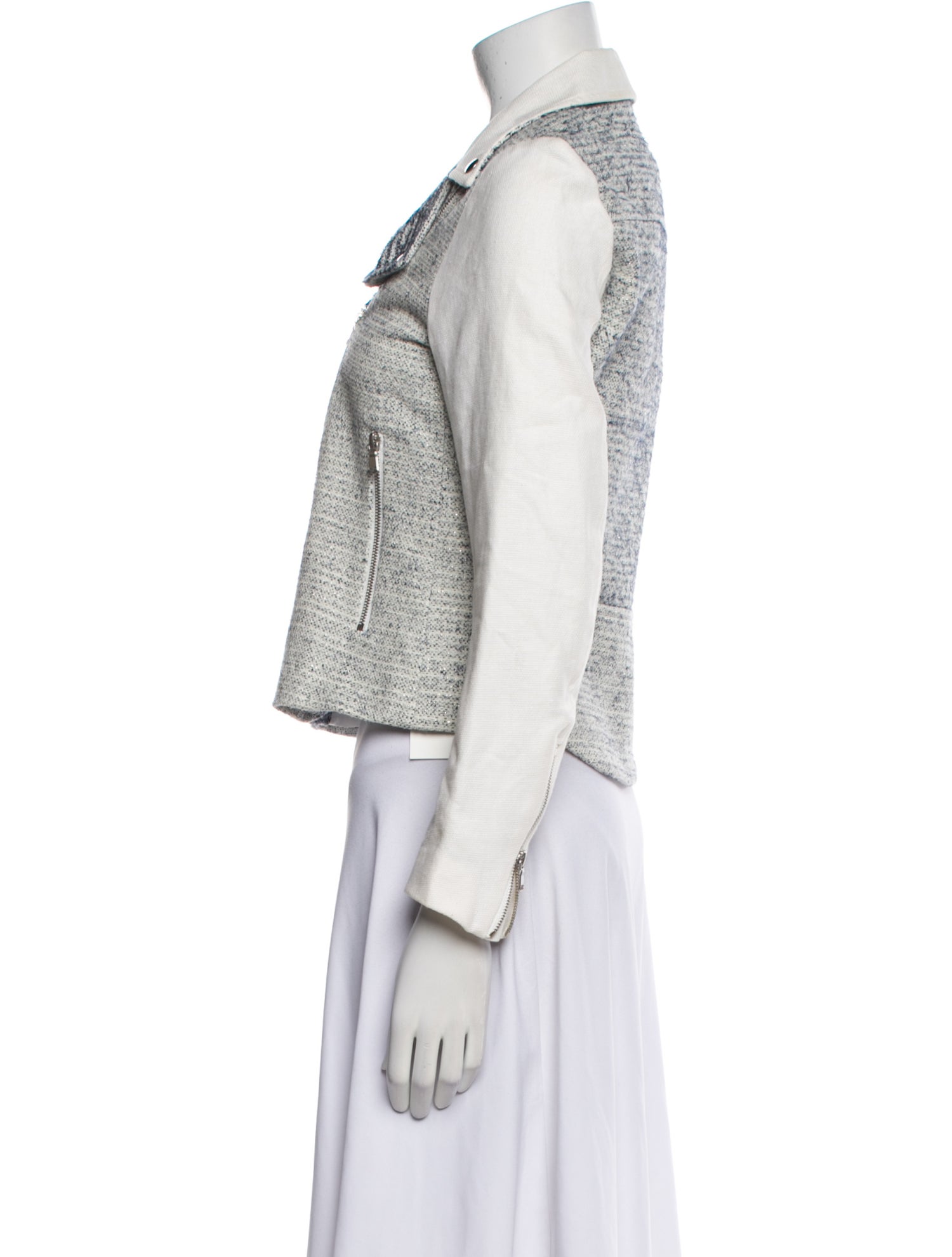 Sandro Tweed Pattern Biker Jacket