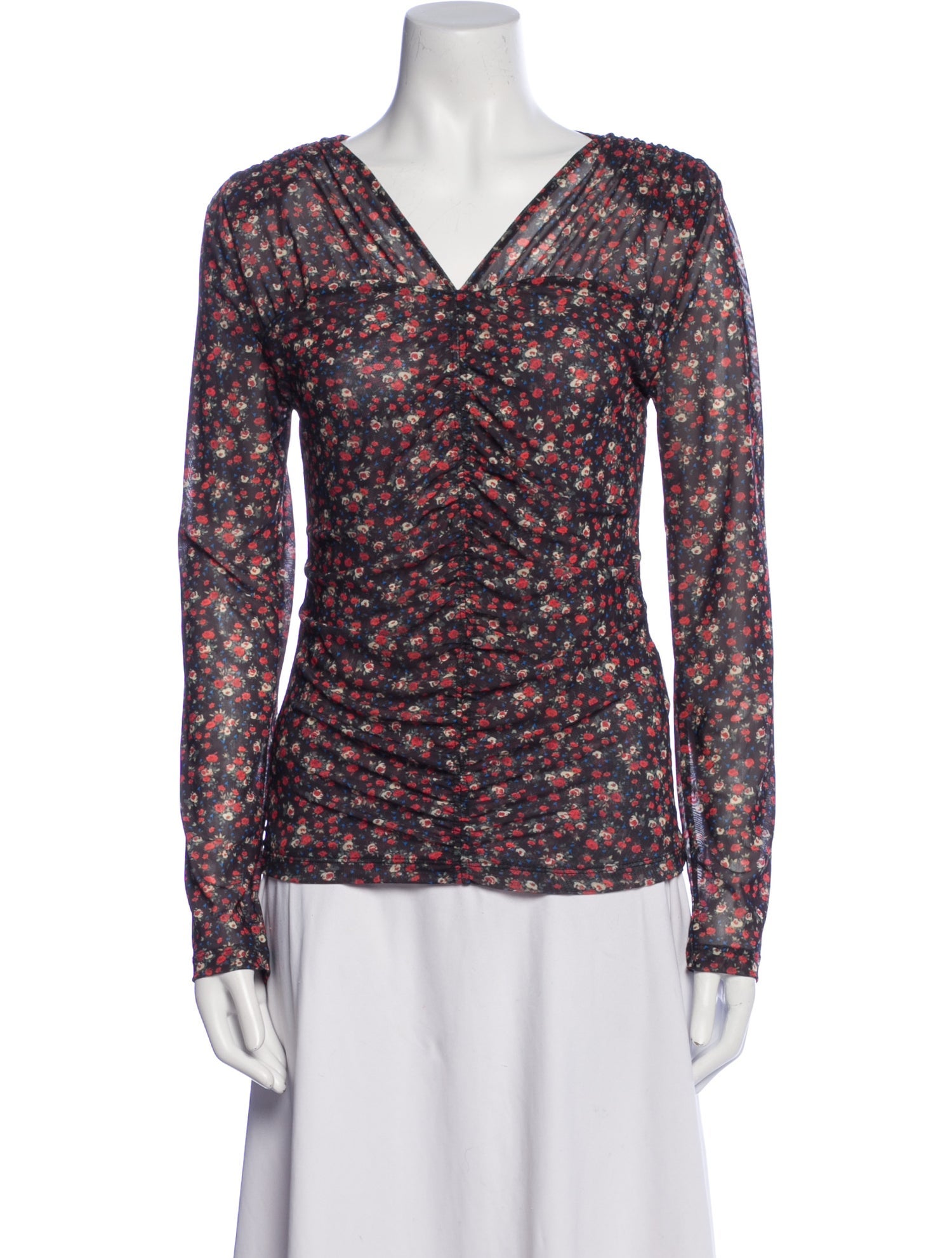 Sandro Floral Print V-Neck Blouse