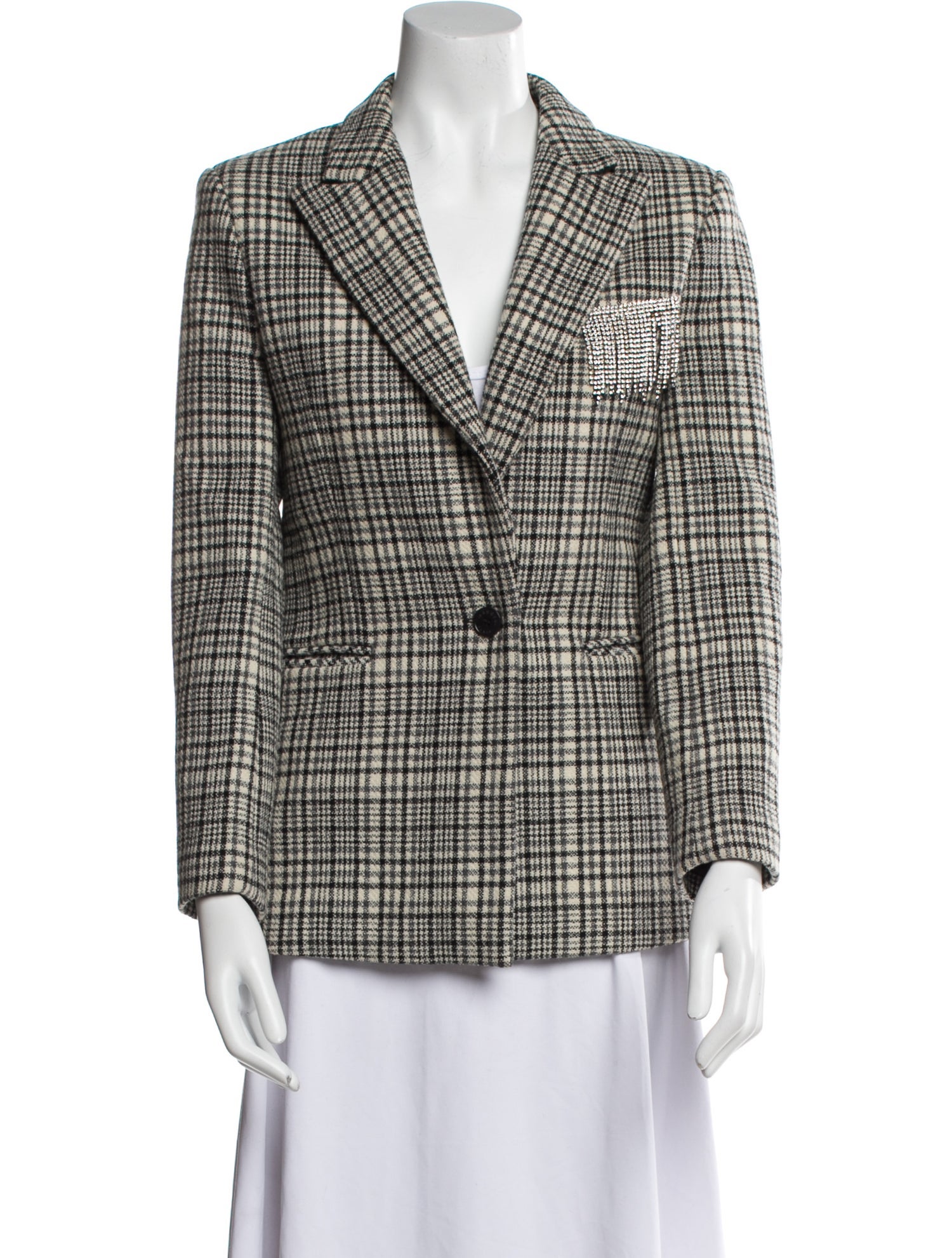 Sandro Wool Plaid Print Blazer
