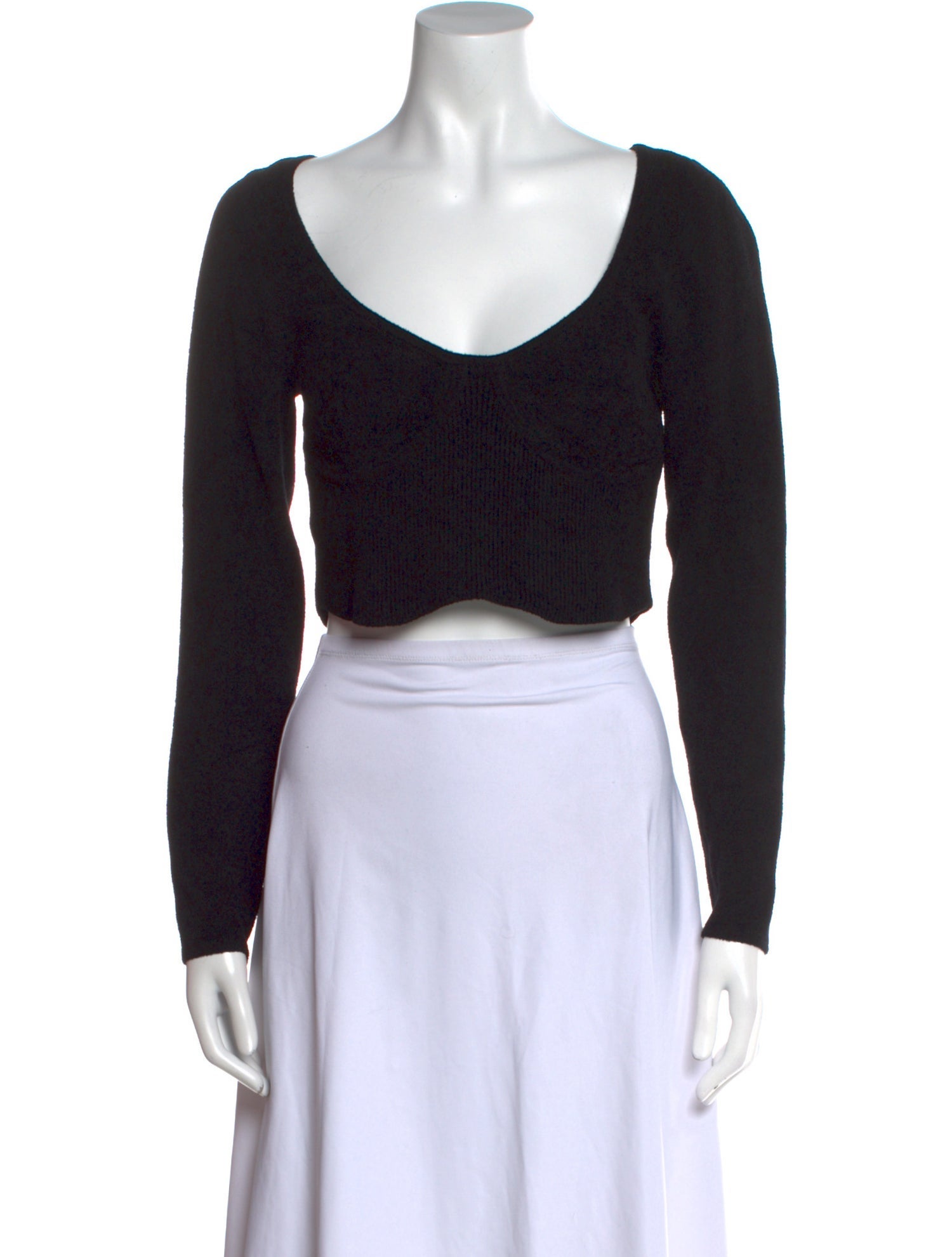 Sandro Scoop Neck Long Sleeve Crop Top