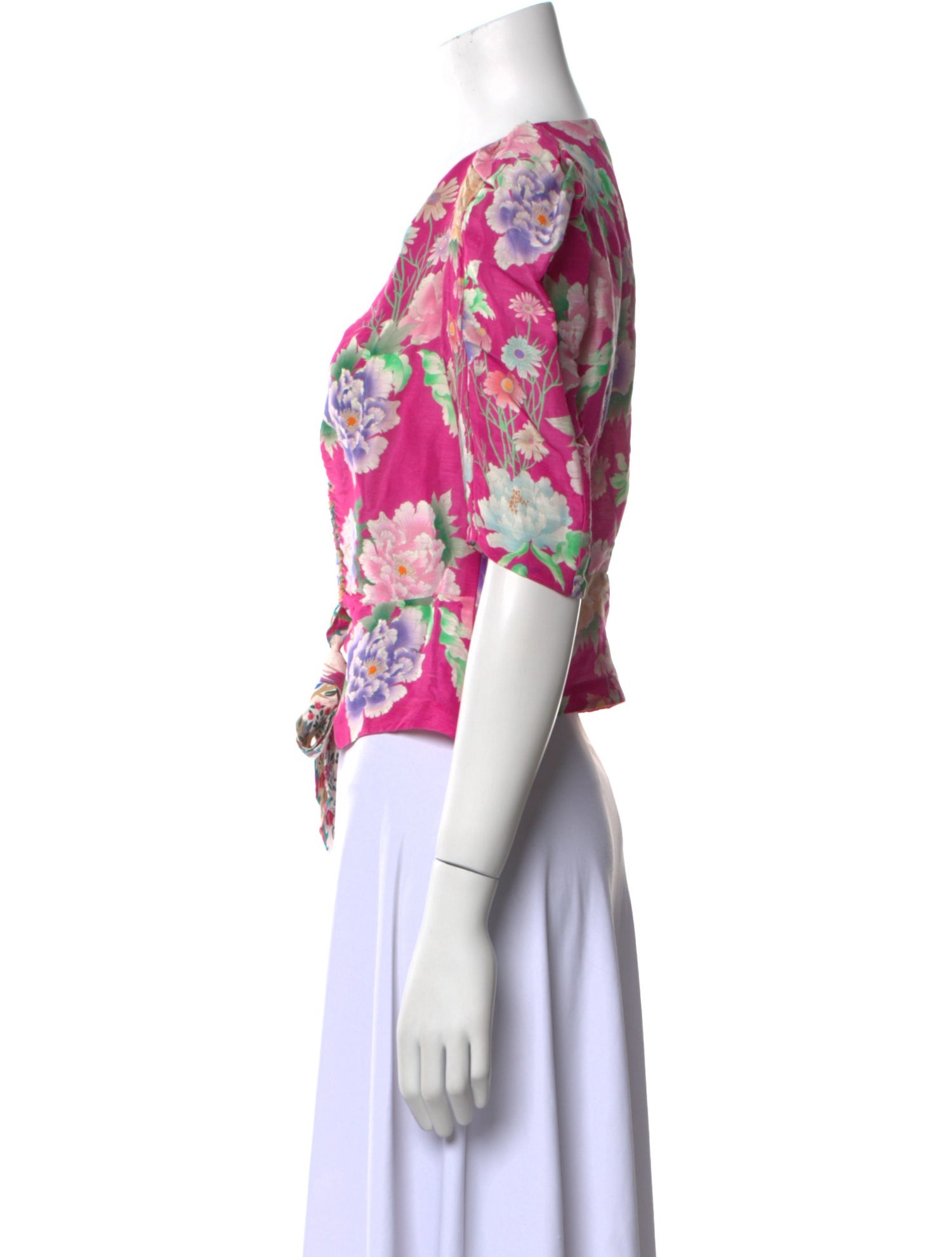 Sandro Linen Floral Print Crop Top