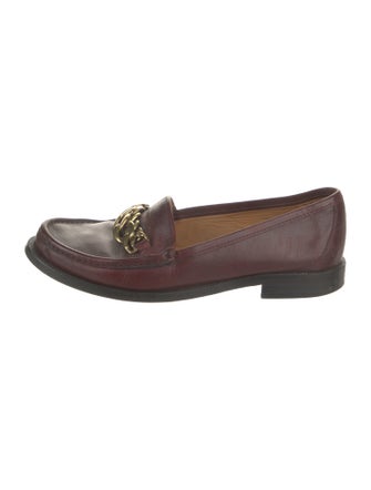 Sandro Leather Chain-Link Accents Loafers