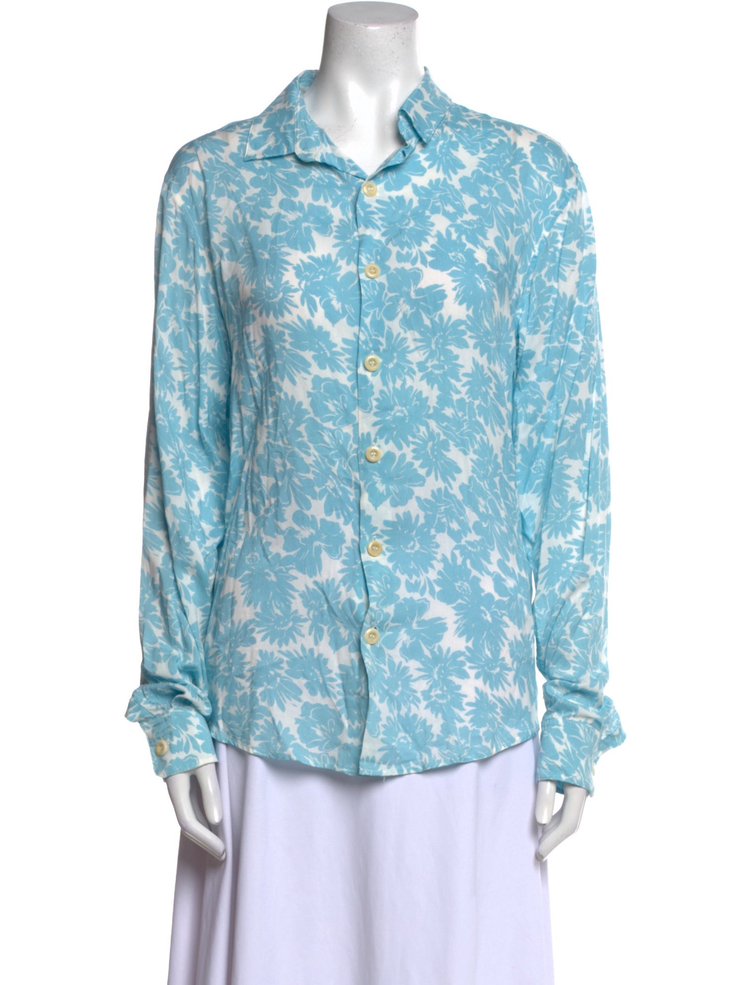 Sandro Floral Print Long Sleeve Button-Up Top
