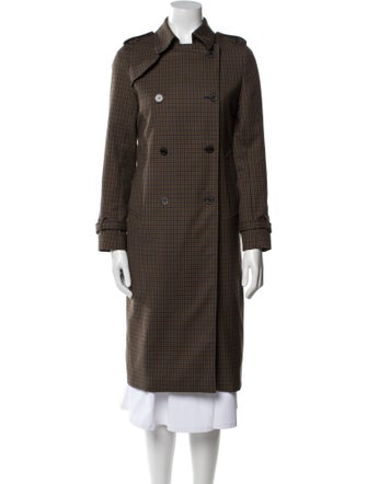 Sandro Plaid Print Trench Coat
