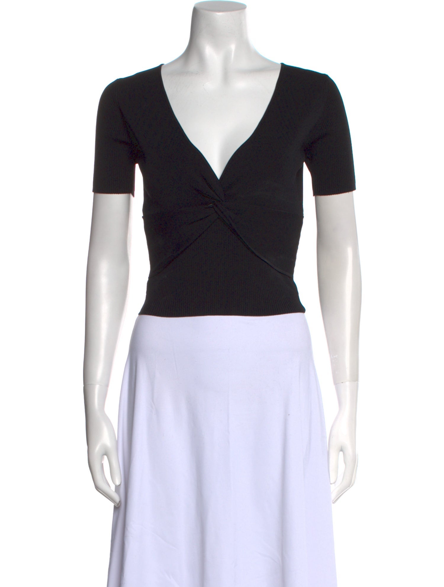 Sandro V-Neck Short Sleeve Crop Top