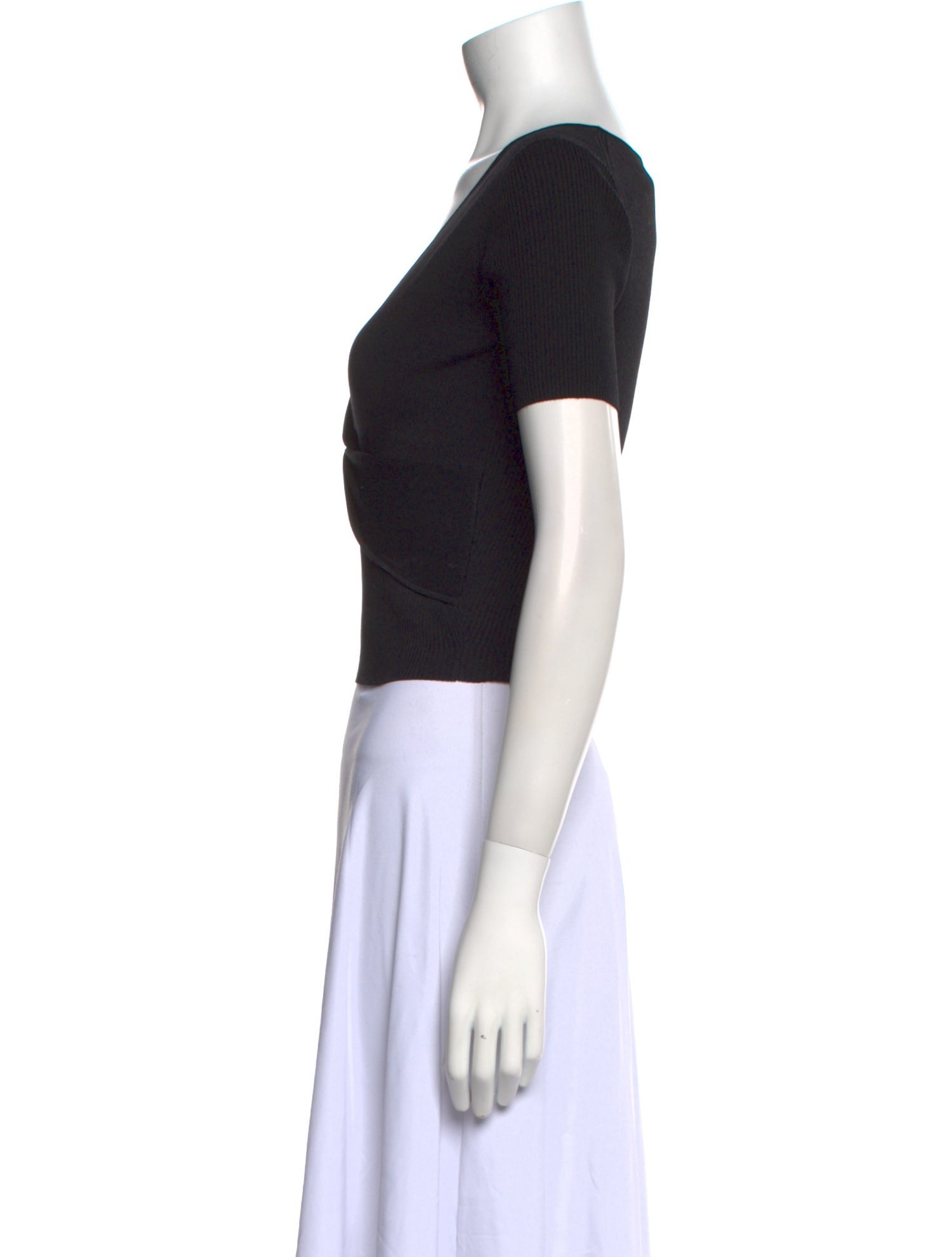 Sandro V-Neck Short Sleeve Crop Top