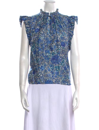 Sandro Floral Print Mock Neck Blouse
