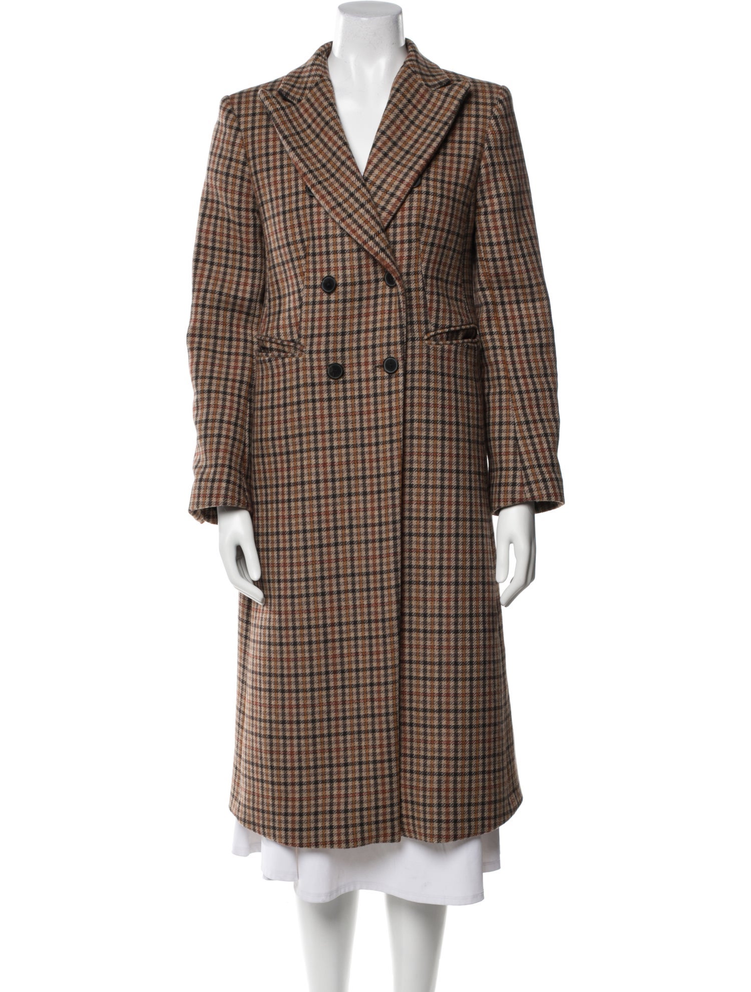 Sandro Wool Plaid Print Coat