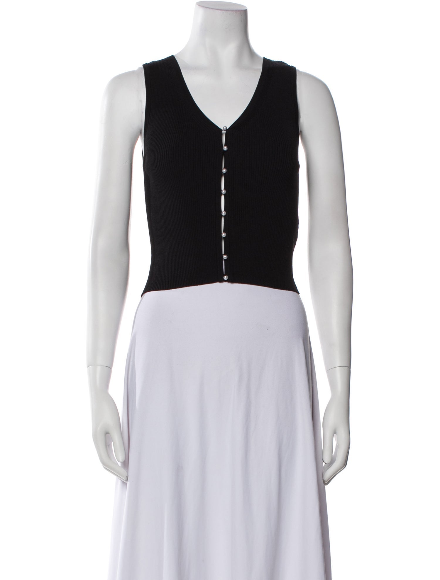 Sandro V-Neck Sleeveless Crop Top