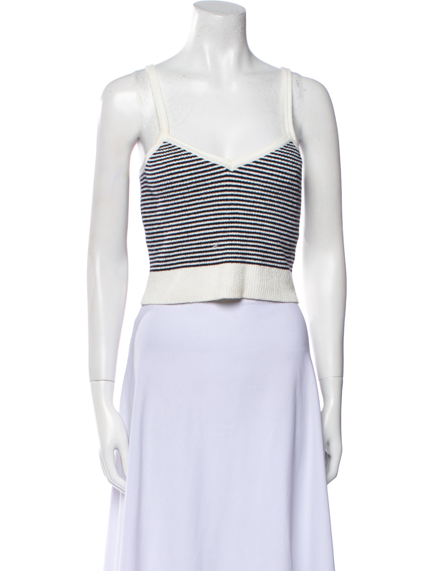 Sandro Striped V-Neck Crop Top