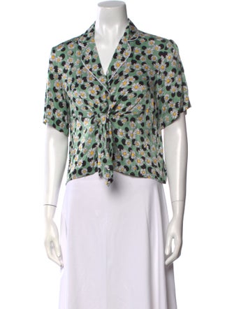 Sandro Floral Print V-Neck Crop Top