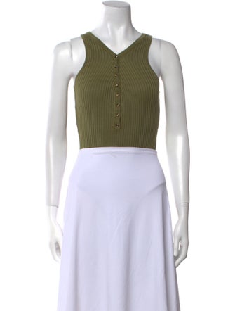 Sandro V-Neck Sleeveless Crop Top