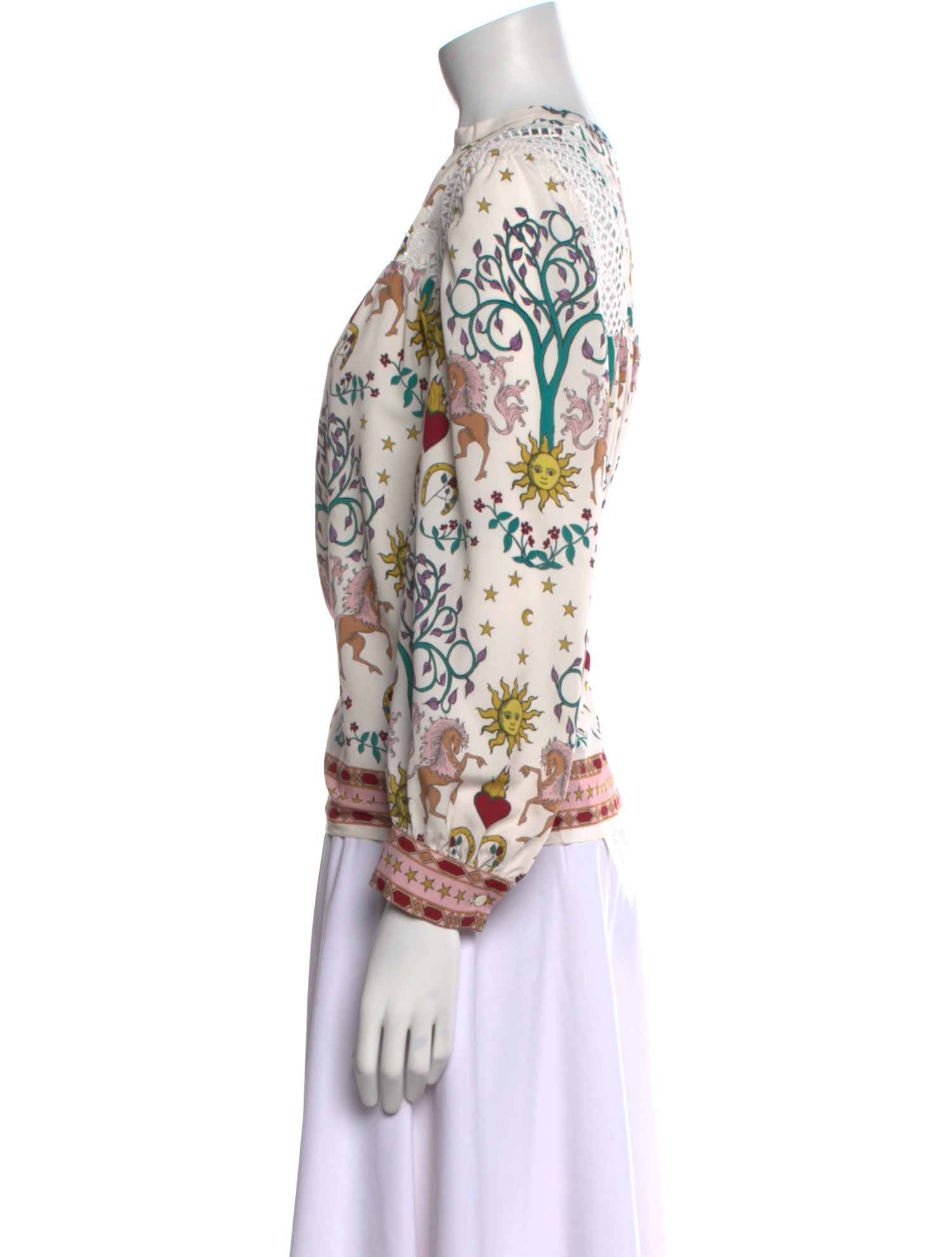 Sandro Printed V-Neck Blouse