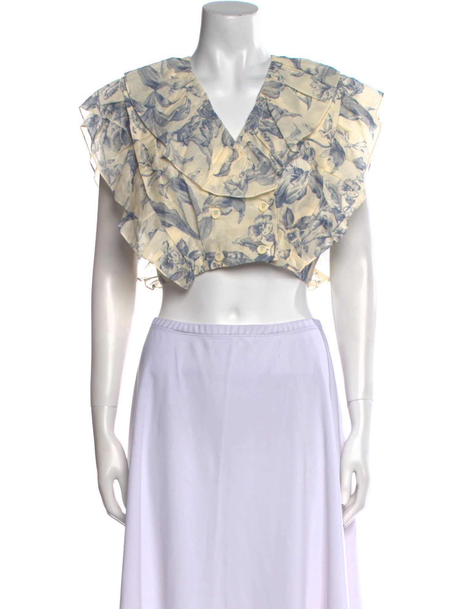 Sandro Printed V-Neck Crop Top
