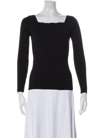 Sandro Square Neckline Long Sleeve Top