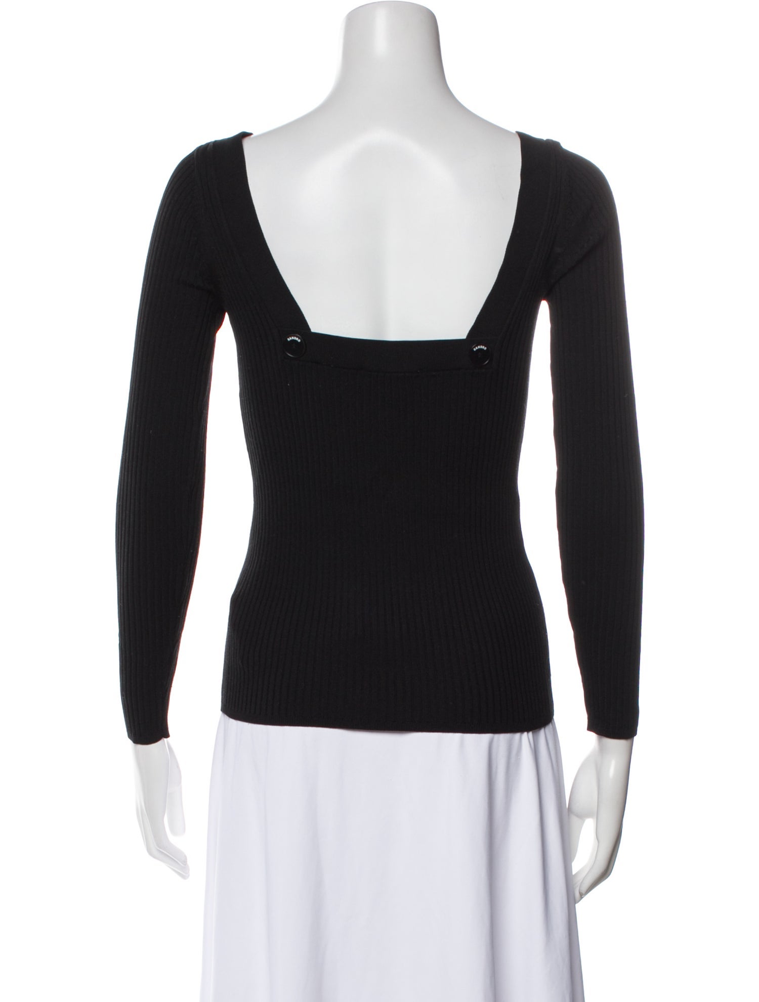 Sandro Square Neckline Long Sleeve Top