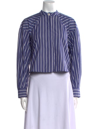 Sandro Striped Mock Neck Crop Top