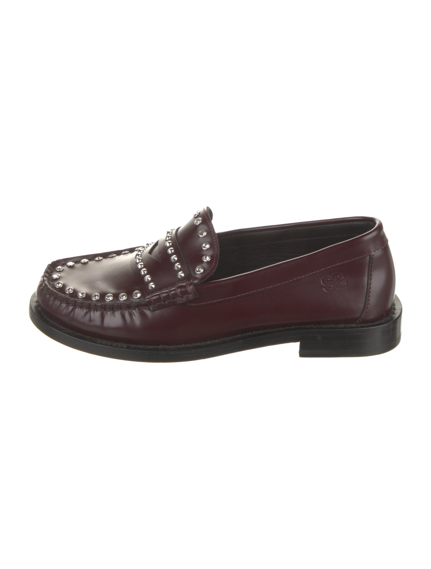 Sandro Leather Studded Accents Loafers