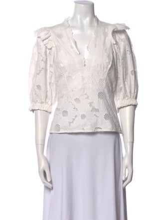 Sandro Lace Pattern V-Neck Crop Top