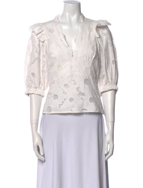 Sandro Lace Pattern V-Neck Crop Top