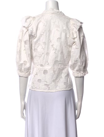 Sandro Lace Pattern V-Neck Crop Top