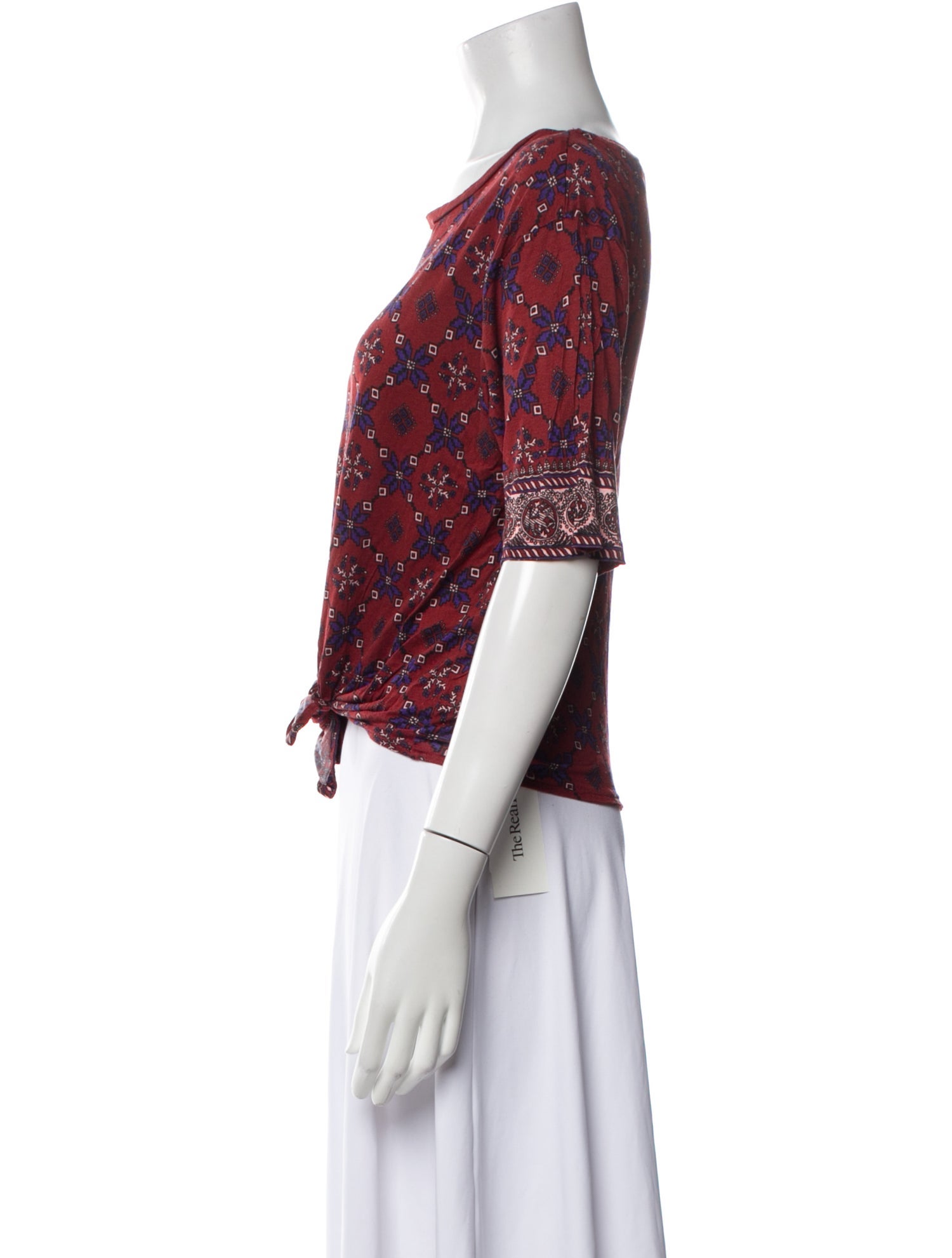 Sandro Floral Print Bateau Neckline Crop Top