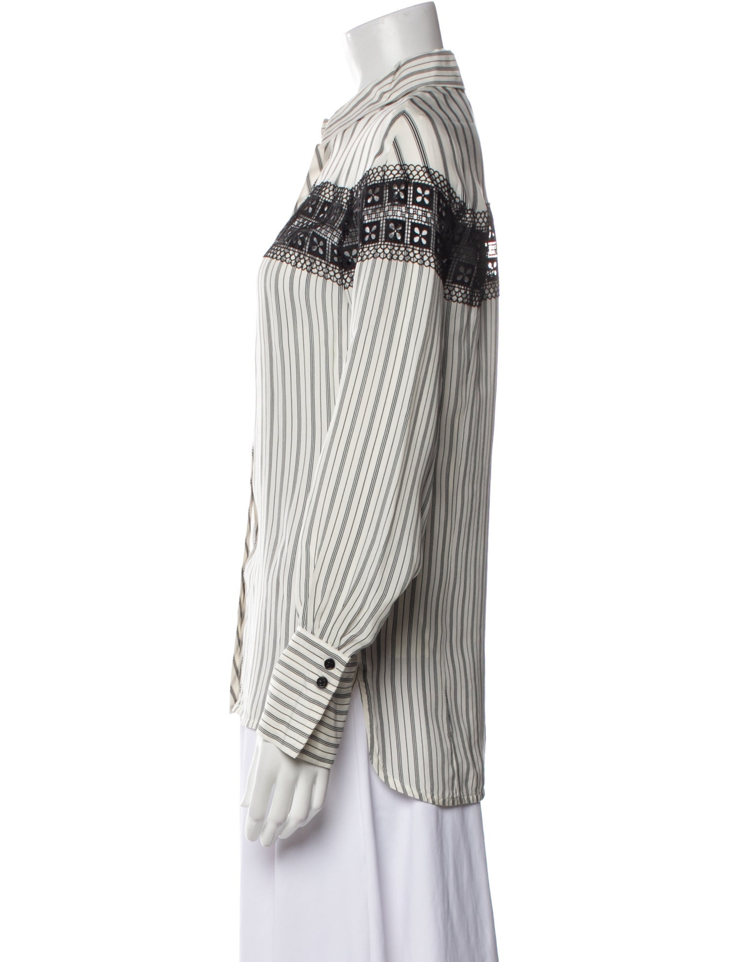 Sandro Striped Long Sleeve Button-Up Top