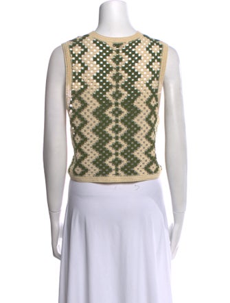 Sandro Printed Scoop Neck Crop Top