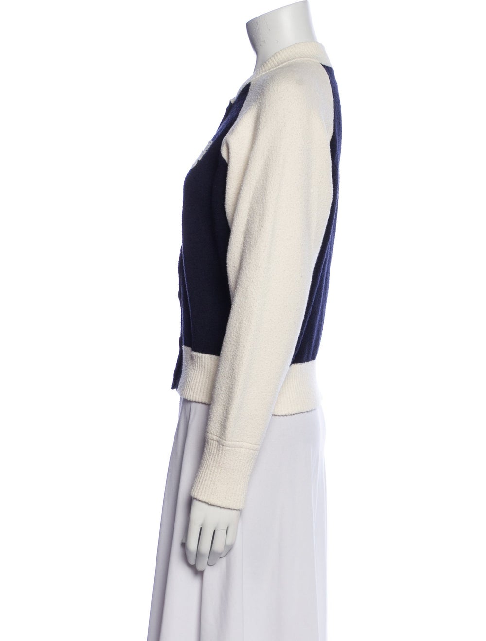 Sandro Jacket Blue Tweed Pattern Stand Collar Sna… - image 2