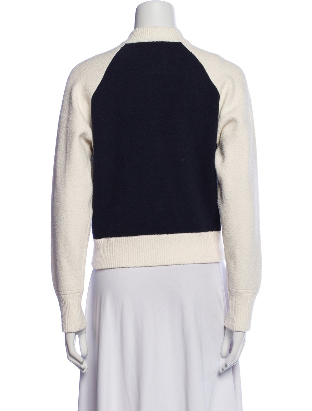 Sandro Jacket Blue Tweed Pattern Stand Collar Sna… - image 3