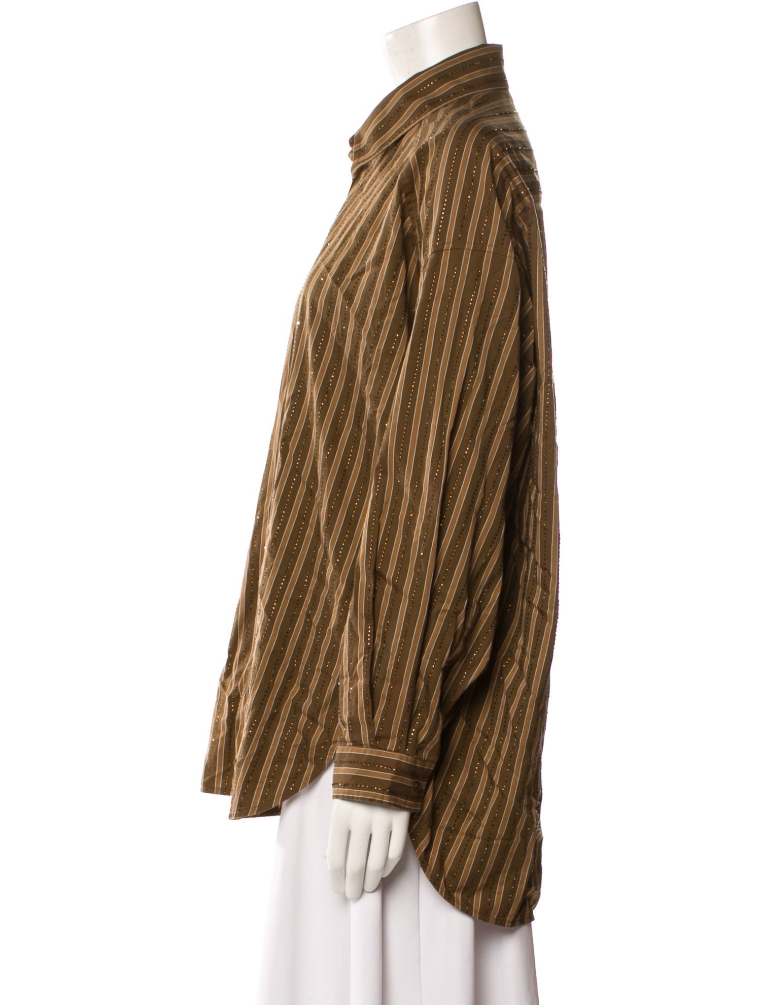 Sandro Striped Long Sleeve Button-Up Top