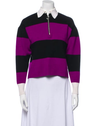 Sandro Colorblock Pattern Three-Quarter Sleeve Top