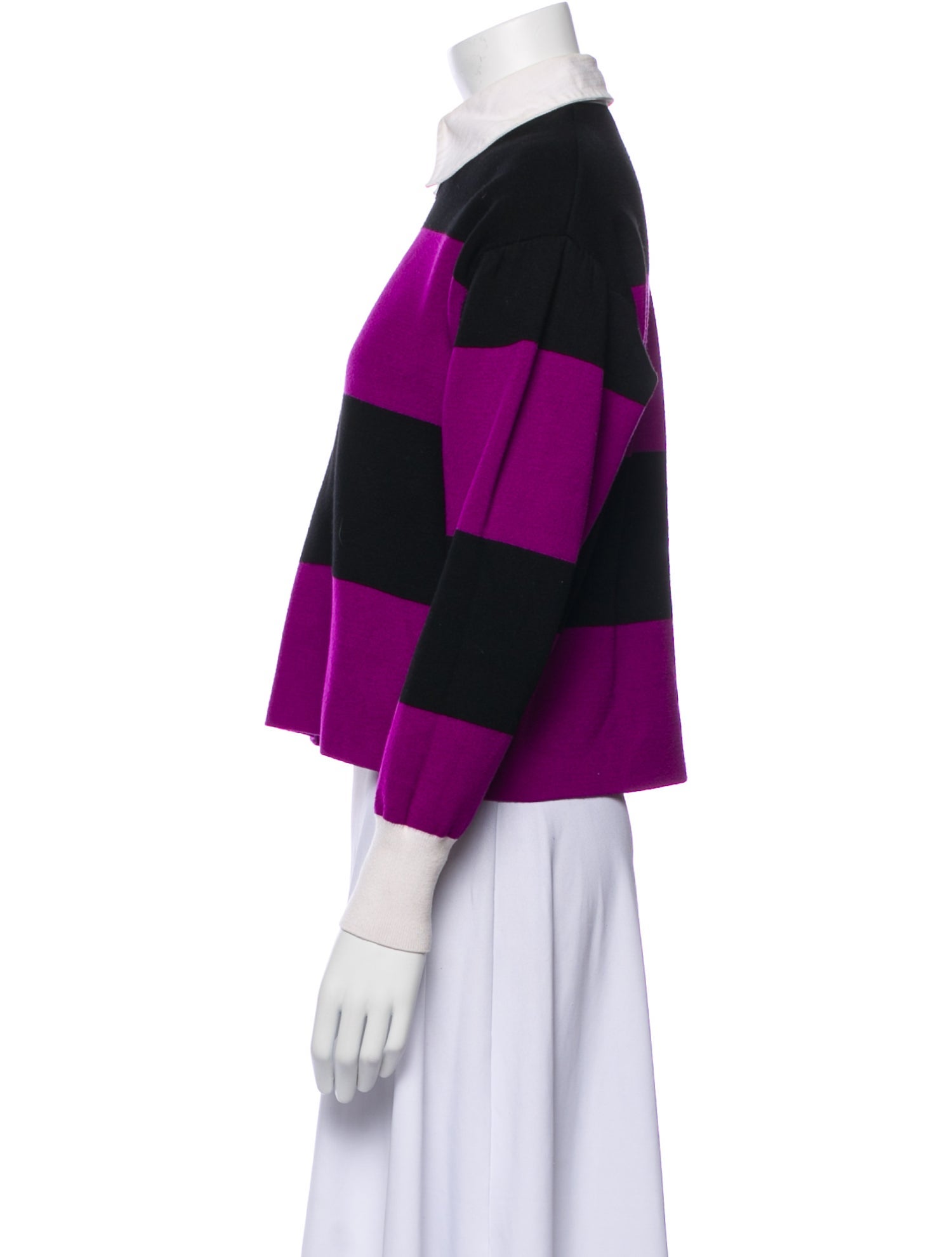 Sandro Colorblock Pattern Three-Quarter Sleeve Top