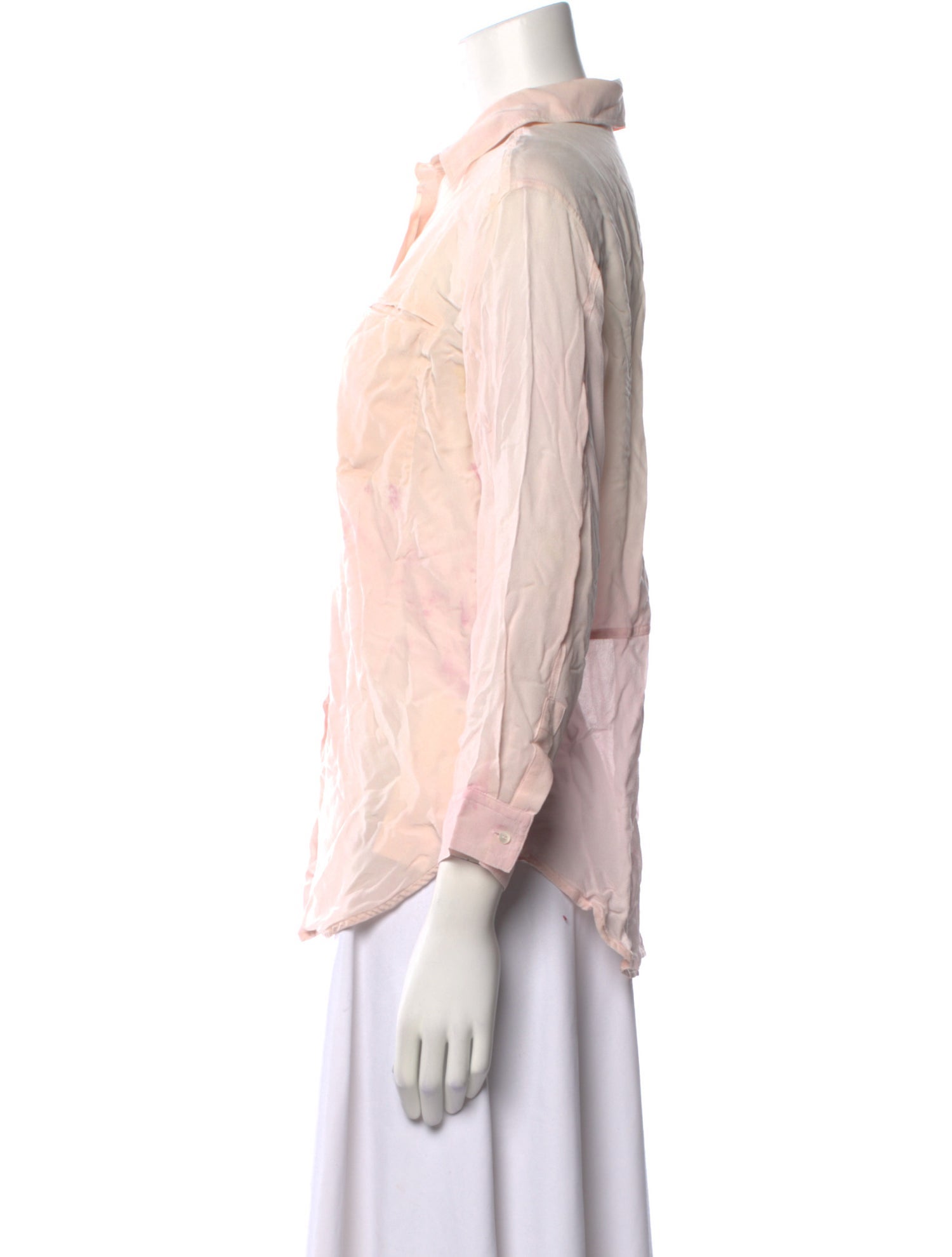 Sandro Silk Three-Quarter Sleeve Button-Up Top