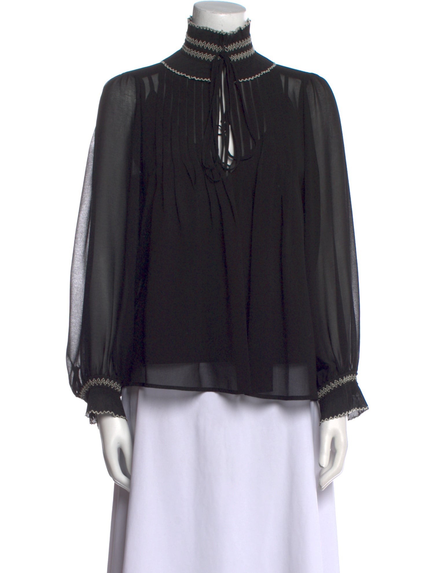 Sandro Mock Neck Long Sleeve Blouse