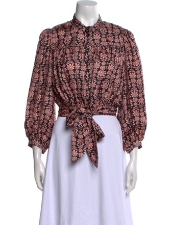 Sandro Silk Floral Print Crop Top