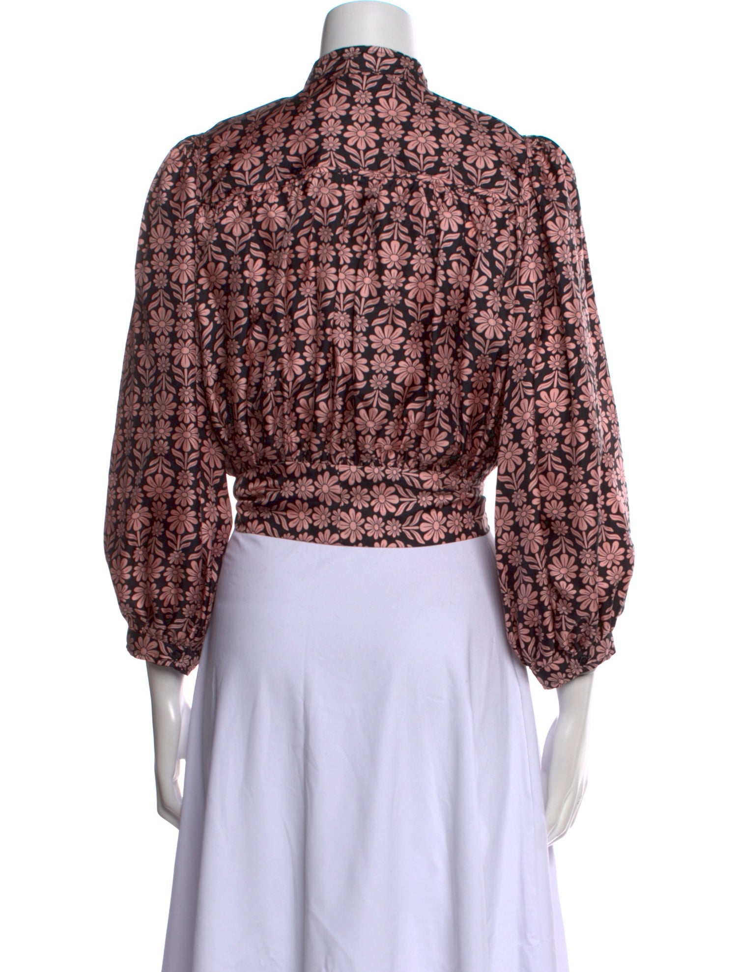 Sandro Silk Floral Print Crop Top