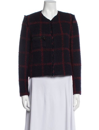 Sandro Wool Plaid Print Evening Jacket