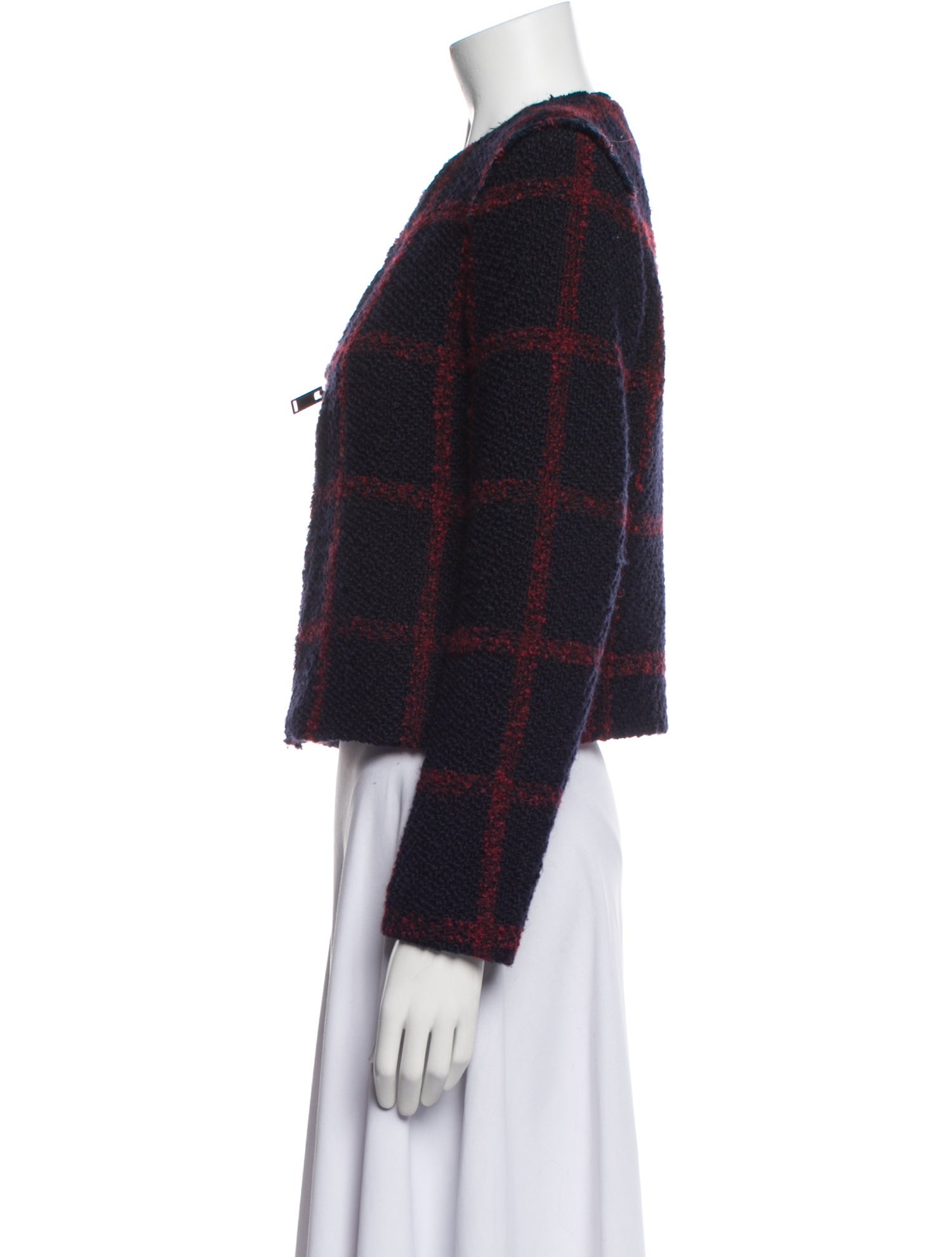 Sandro Wool Plaid Print Evening Jacket
