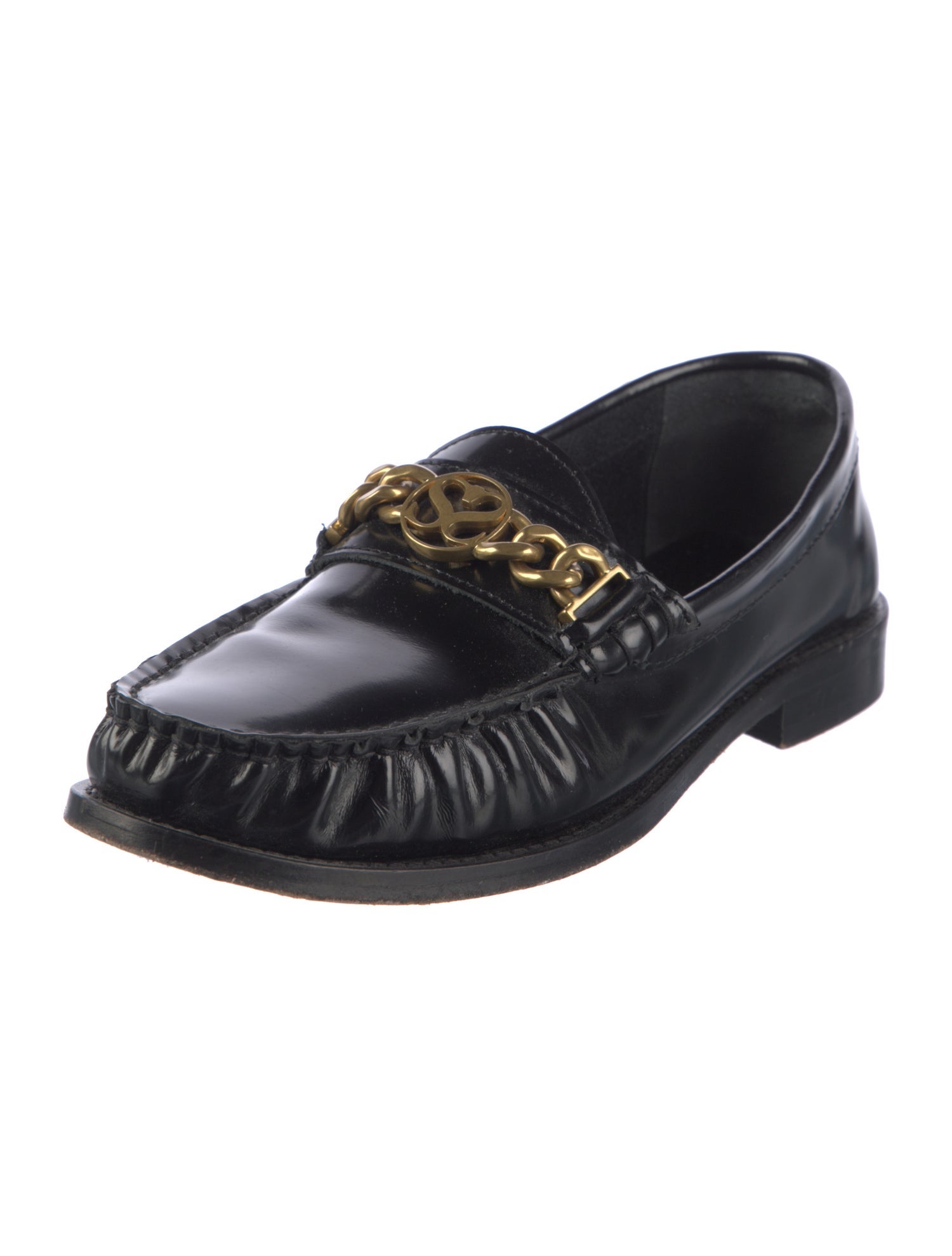 Sandro Leather Chain-Link Accents Loafers