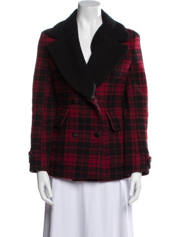 Sandro Jackets Wool Plaid Print Jacket XS