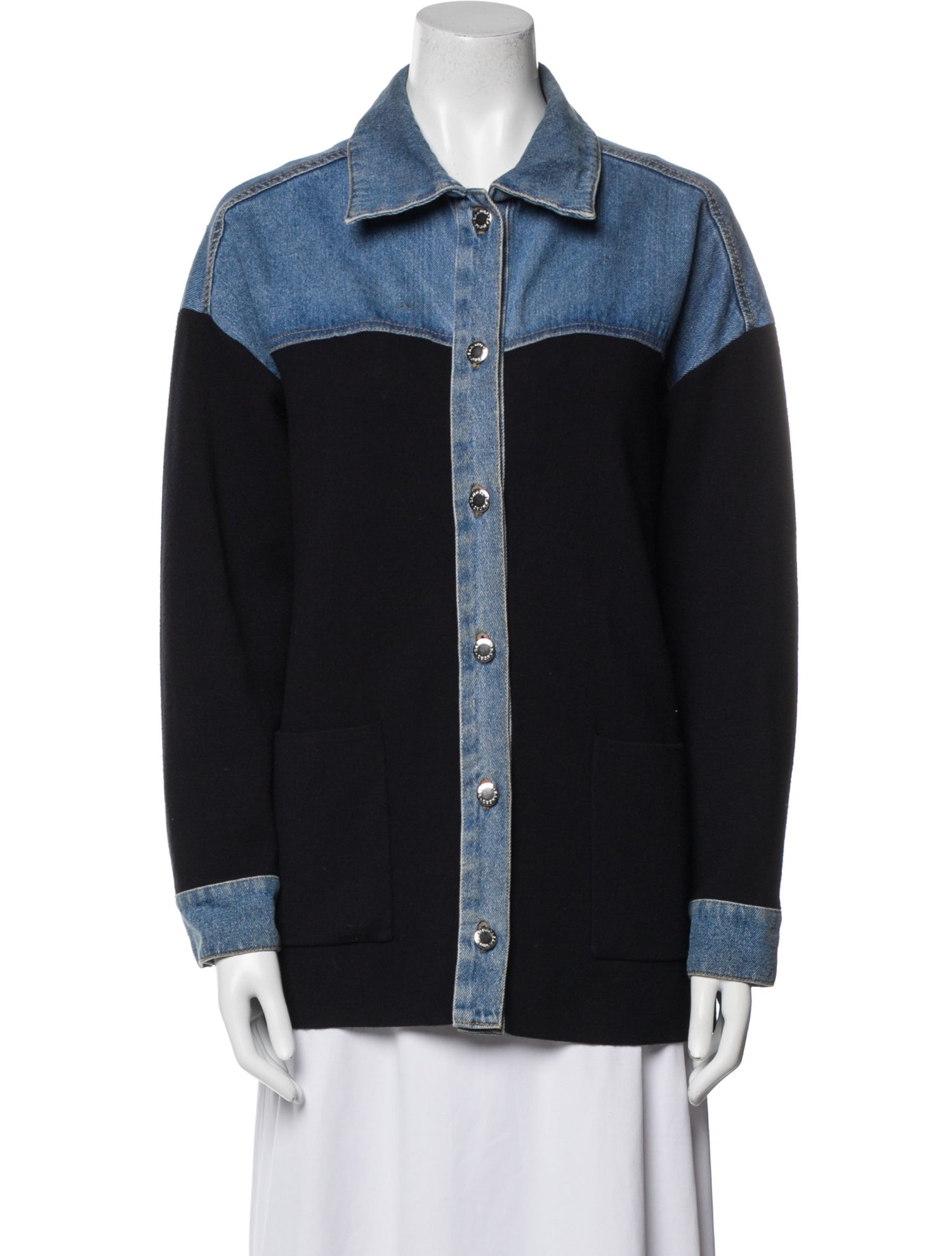 Sandro Colorblock Pattern Denim Jacket