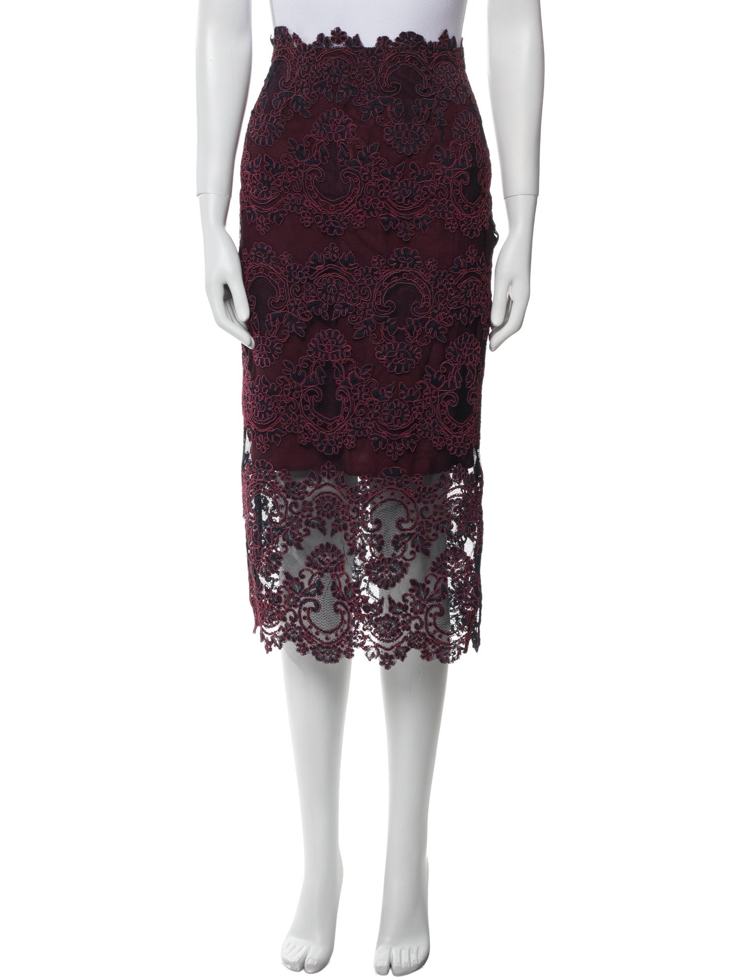 Sandro Lace Pattern Midi Length Skirt