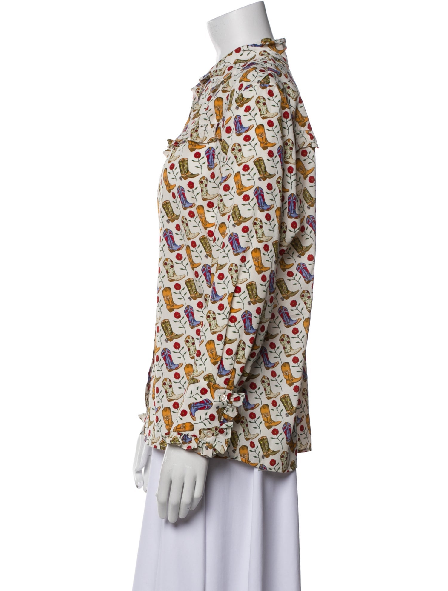 Sandro Printed Long Sleeve Button-Up Top