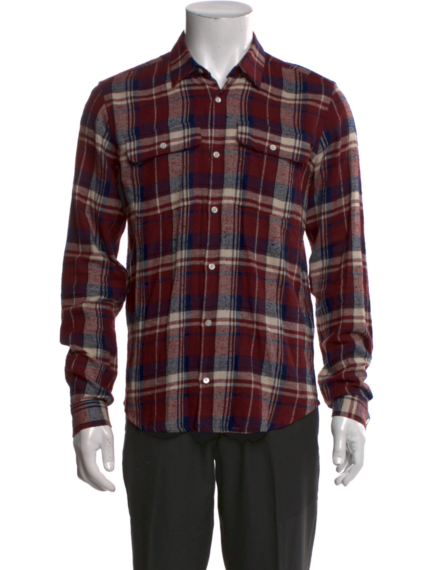 Sandro Plaid Print Long Sleeve Shirt