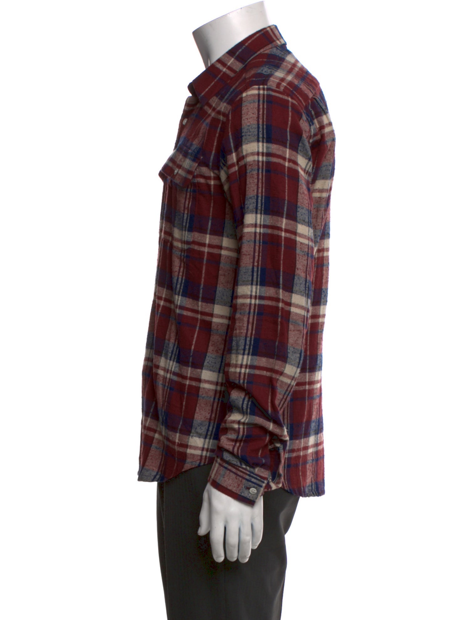 Sandro Plaid Print Long Sleeve Shirt