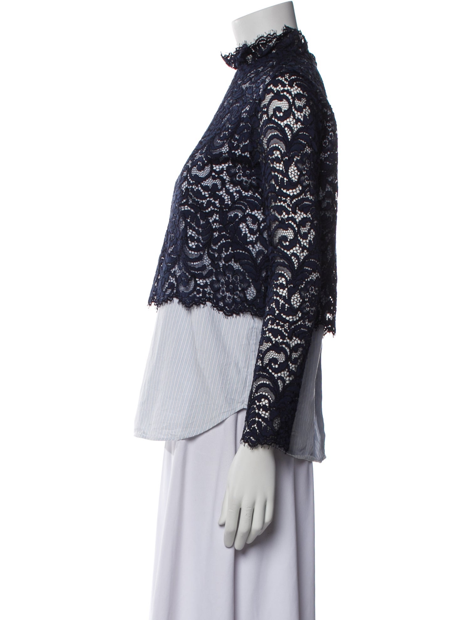 Sandro Lace Pattern Mock Neck Blouse