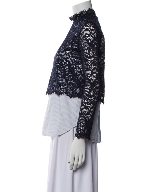 Sandro Lace Pattern Mock Neck Blouse